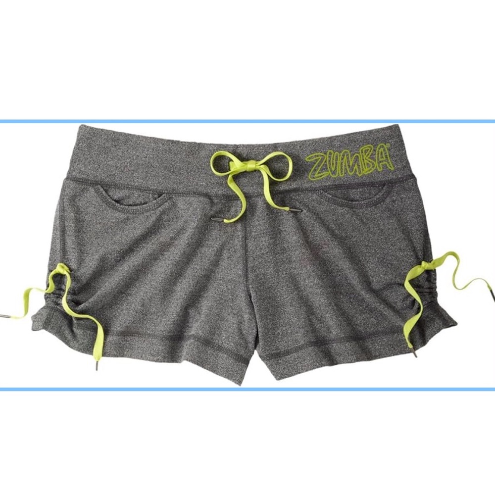 Zumba Fitness Z Love Shorts - Gunmetal Gray Neon Accents - Sz L